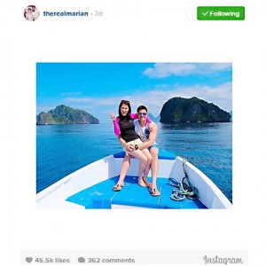 Photo grabbed from: @therealmarian Kumusta naman ang Valentine’s ng royalties na sina Marian Rivera at Dingdong Dantes sa Palawan ‘di ba? Mukhang super enjoy naman sila under the sun. Bet na bet! Napa-Spanish pa si Marian sa kanyang caption na "Con mi Amor..." (with my love) 