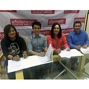 : Teejay Marquez Contract Signing With Aficionado Germany Perfume With Joel Cruz – President; And Lambert Lopez – General Manager