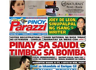 Past Issue Pinoy Parazzi Vol 8 Issue 121 October 05 – 06, 2015