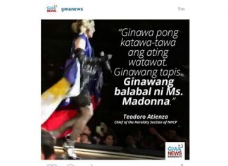 Madonna, binastos ang bandila ng Pilipinas?