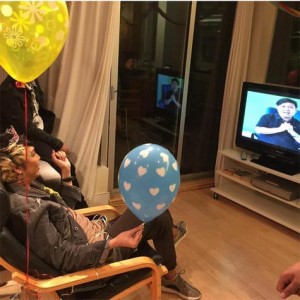 Vice Ganda while watching his birthday greetings from friends from Kapamilya Network 