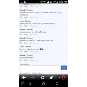 Screenshots Of Armee Camzon’s Posting