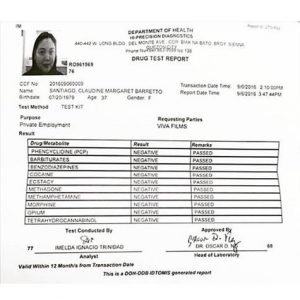 Claudine Barretto's Drug Test Result